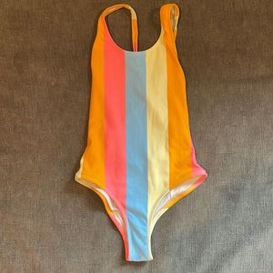 Milly Minis Neon Stripe Scoop One-Piece Swimsuit